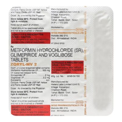 Glimepiride (2mg) + Metformin (500mg) + Voglibose (0.2mg)