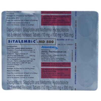 Sitalembic MD 10mg/500mg/100mg Tablet