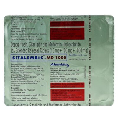 Sitalembic MD 10mg/1000mg/100mg Tablet