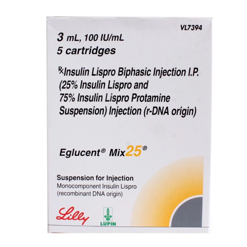 EGLUCENT MIX 25 100IU 3ml Cartridges Injection